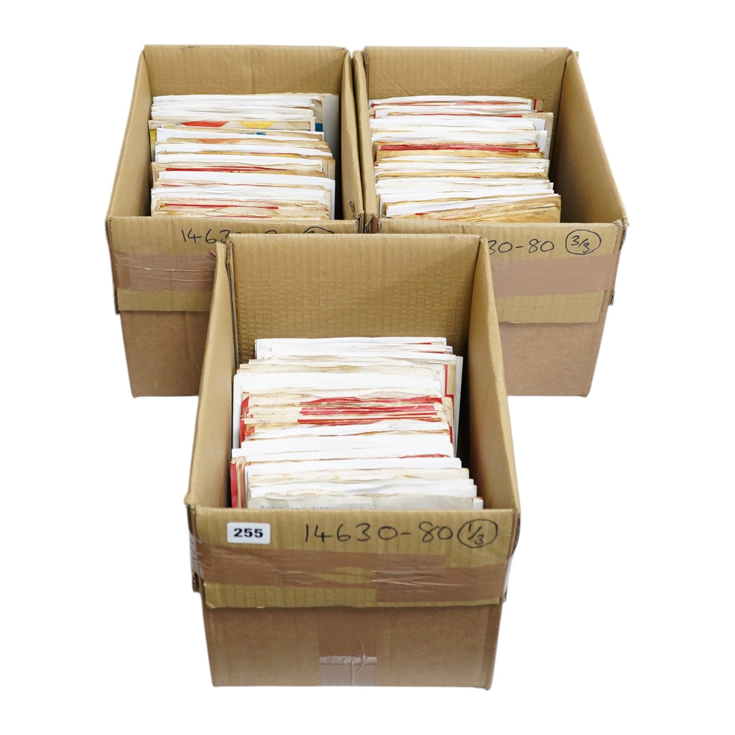 Three boxes of 7 inch singles, all on HMV record labels, artists include; Ray Charles, Manfred Mann, The Swinging Blue Jeans John Leyton, Mike Berry, Kay Starr, Tony Martin, Eddie Fisher, Don Lang, Fats Domino, Johnny Ki